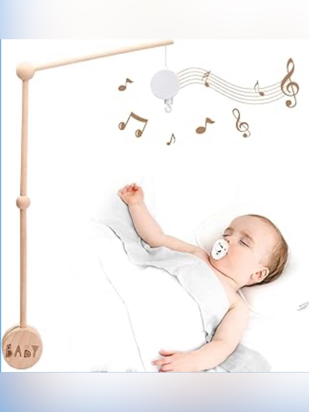 Wooden Baby Crib Mobile Arm Holder Clamp-On Nursery Mobile Hanger